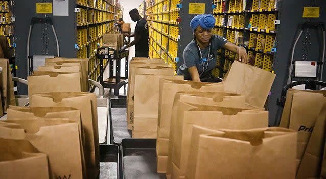 It's expected the centre will open next month. Pic: Inside a distribution centre in New York. Source: AAP