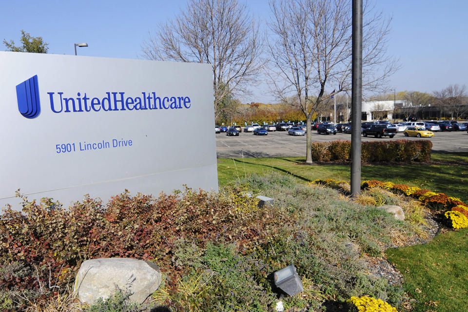 FILE - This Tuesday, Oct. 16, 2012, file photo, shows part of the UnitedHealth Group, Inc. campus in Minnetonka, Minn.  UnitedHealth Group serves up its second-quarter earnings on Tuesday, July 17, 2018. Wall Street expects the nation's largest health insurer will report that its earnings and revenue increased from a year earlier. Health insurance is still UnitedHealth's biggest revenue generator, but the company has also been growing its pharmacy benefits management business and its line of clinics and urgent care centers. (AP Photo/Jim Mone, File)