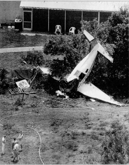 This is a photo from the front page of the Naples Daily News on June, 20, 2002. The plane in the photo crashed just after takeoff at the Naples Municipal Airport.