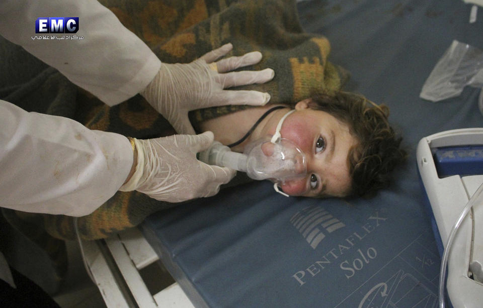 A child victim of the chemical weapon attack in Idlib, Syria