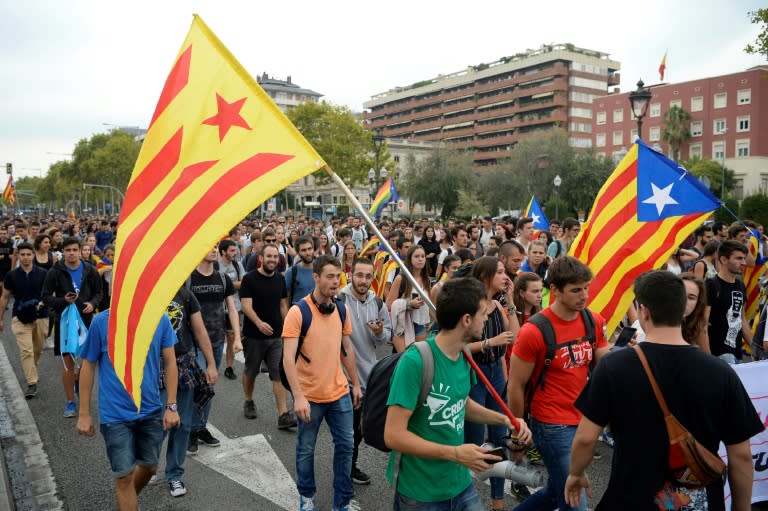 A pro-independence rally by students in Barcelona on Friday