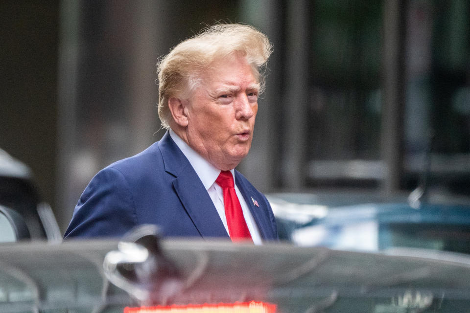 Former President Donald Trump departs Trump Tower in New York on Aug. 10, two days after FBI agents searched Mar-a-Lago.