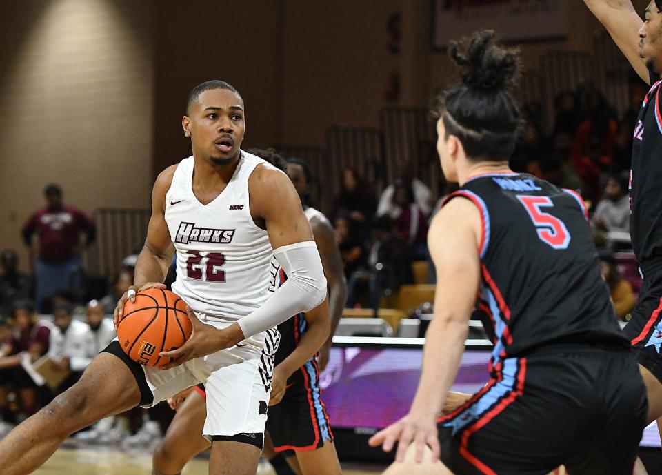 University of Maryland Eastern Shore's Nathaniel Pollard in a home game during the 2022-23 season.