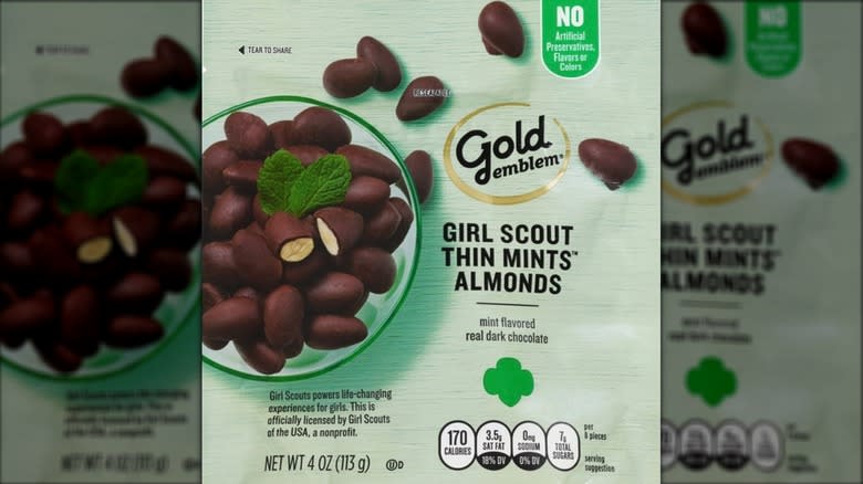 gold emblem chocolate mint almonds