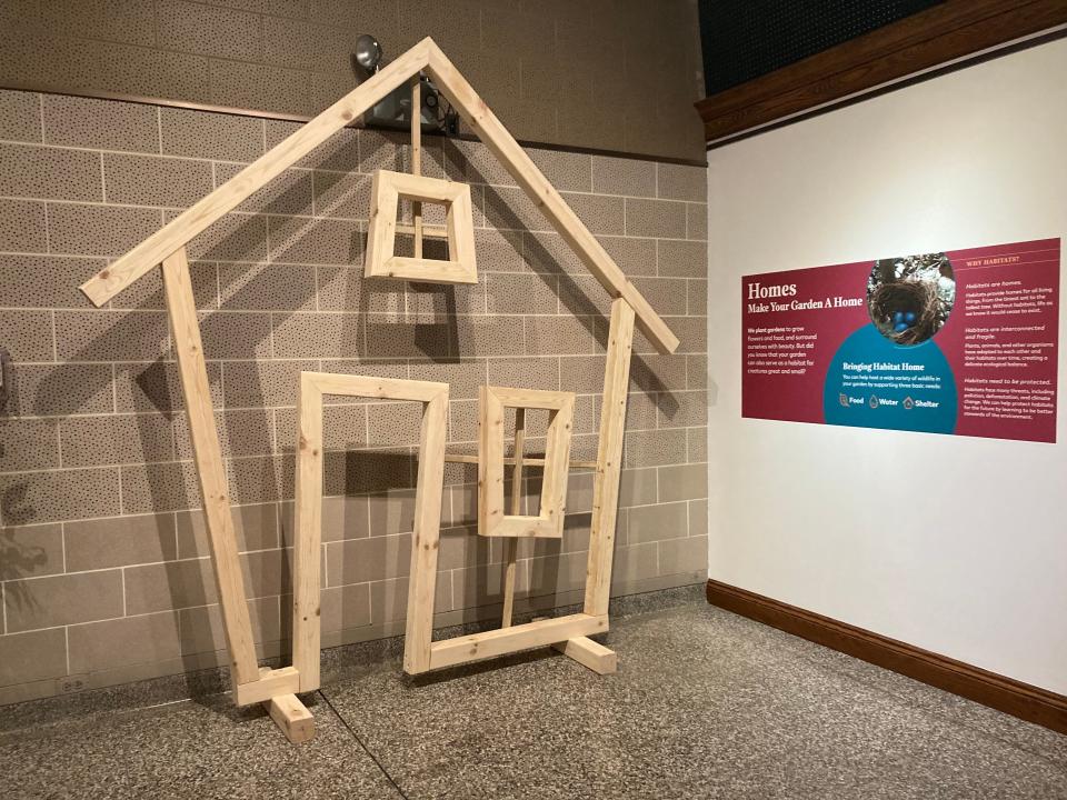 McKinley museum's Keller Gallery exhibition, "Habitat," explores the homes of plants and animals. This outline of a home was built by museum staff members using diagrams supplied by the Smithsonian Gardens.