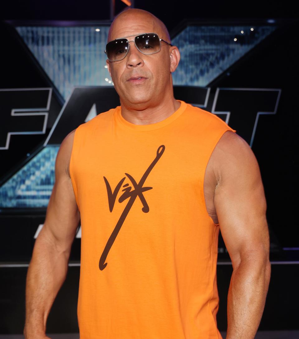 Close-up of Vin in a muscle shirt