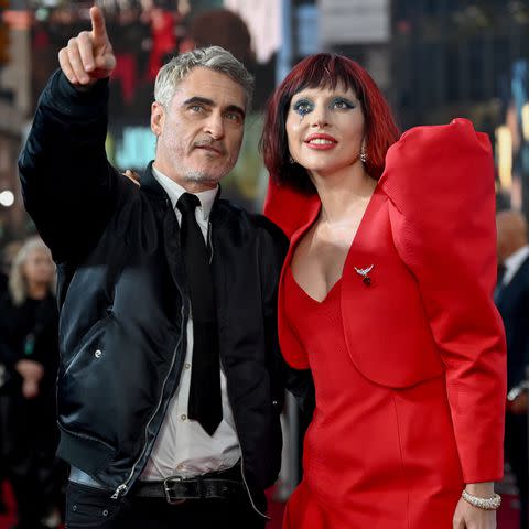 <p>Gareth Cattermole/Getty</p> Joaquin Phoenix and Lady Gaga