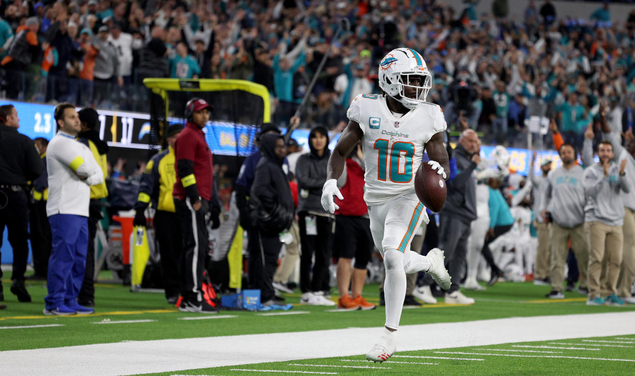 Tyreek Hill #10 of the Miami Dolphins is a fantasy star
