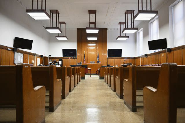 <p>Angela Weiss/AFP/Getty</p> Judge Juan Merchan's courtroom at the Manhattan Criminal Court, where Donald Trump's hush money trial is expected to be held