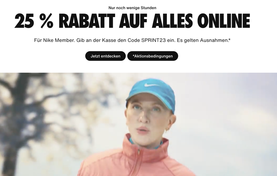 Im Nike-Onlineshop ist ebenfalls Cyber Monday angesagt. (Bild: Nike)
