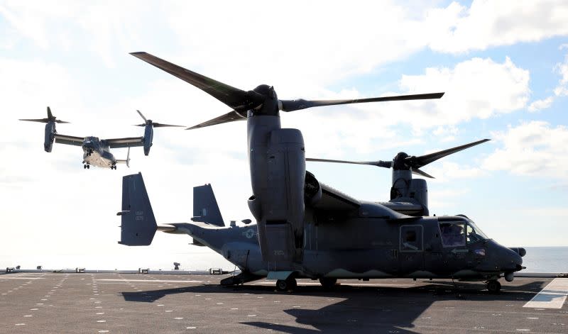 ▲美軍一架V-22魚鷹式直升機（V-22 Osprey）於11月29日在日本外海墜海，機上8人全數罹難，美軍最新宣布魚鷹式直升機機隊全面停飛，進行徹底調查。資料照。（圖／美聯社／達志影像）