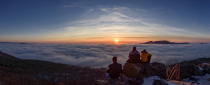 Heavy fog covers the landscape near around the Castle of Salgo near Salgotarjan, Hungary, Saturday, Feb. 20, 2021. (Peter Komka/MTI via AP)