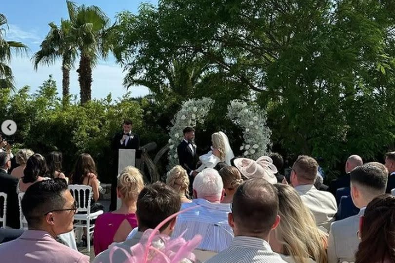 The couple during their ceremony in Ibiza.