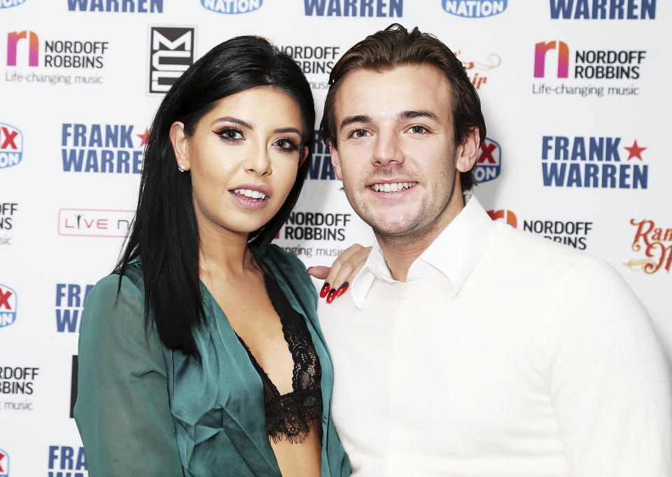 LONDON, ENGLAND - OCTOBER 24:  Cara De la Hoyde (L) and Nathan Massey attend the Nordoff Robbins Boxing Dinner at the London Hilton Park Lane on October 24, 2016 in London, England.  (Photo by Dave J Hogan/Dave J Hogan/Getty Images)