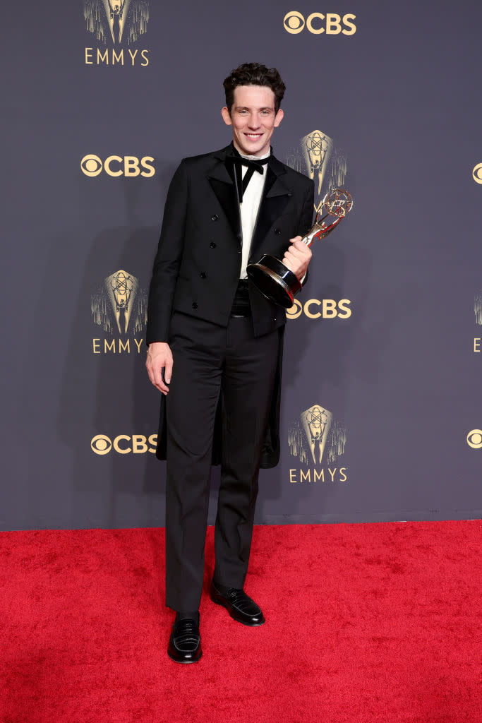 LOS ANGELES, CALIFORNIA - SEPTEMBER 19: Josh O'Connor, winner of the Outstanding Lead Actor In A Drama Series award for ‘The Crown,’ poses in the press room during the 73rd Primetime Emmy Awards at L.A. LIVE on September 19, 2021 in Los Angeles, California. (Photo by Rich Fury/Getty Images)