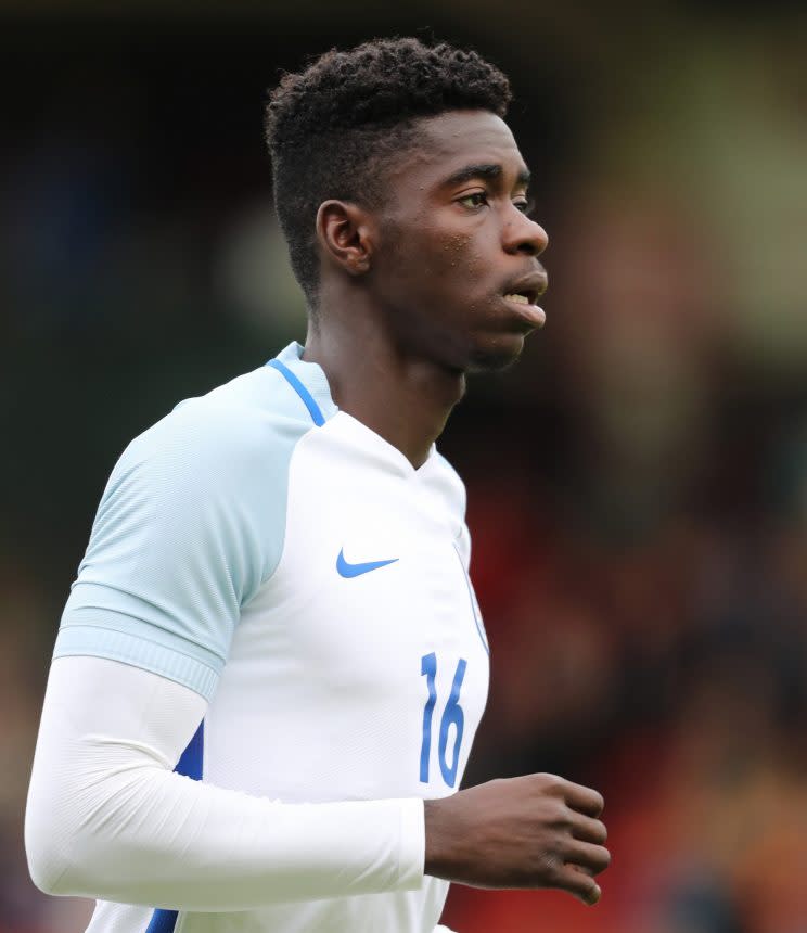 Axel Tuanzebe of England during the International friendly match between England U20 and Brazil U20 on 4th September 2016.