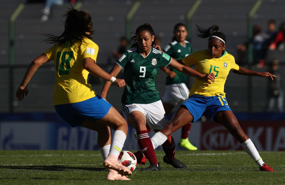 Vanessa Buso, delantera mexicana que le dio la victoria a su selección sobre la de Brasil el pasado 16 de noviembre. / Foto: Getty Images)