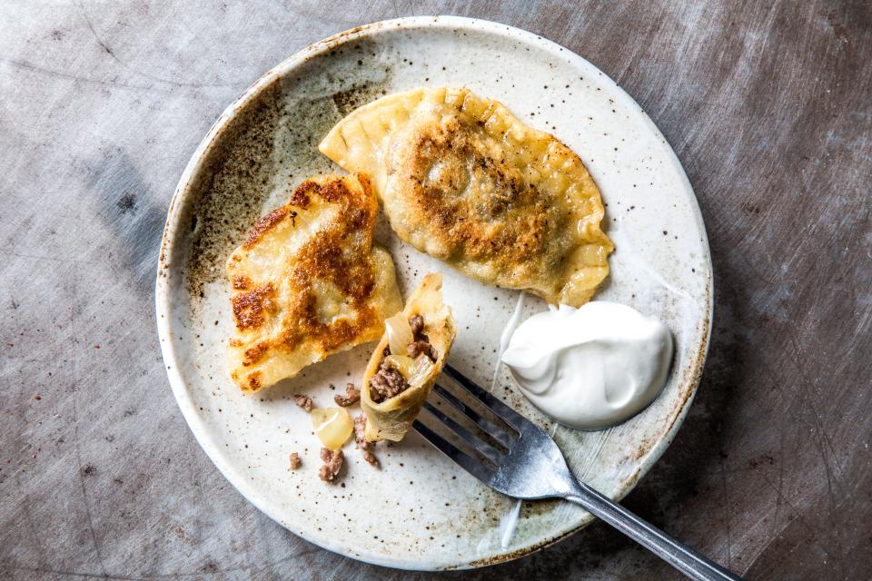 Beef, Onion, and Cheddar Pierogies