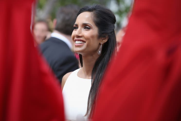 Padma Lakshmi at the 66th Annual Primetime Emmy Awards held at the Nokia Theater on August 25, 2014. (Photo: Getty Images)