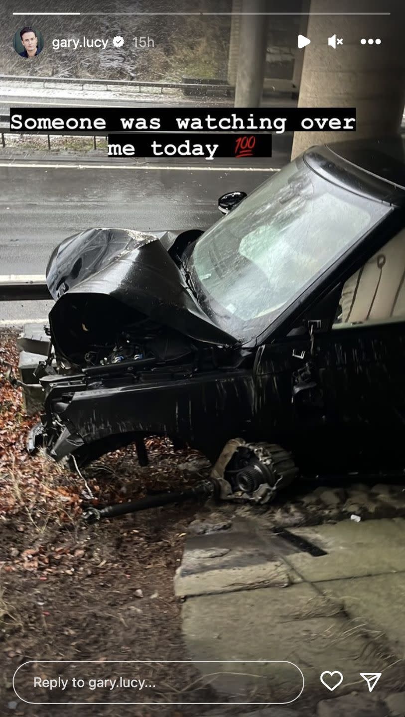 gary lucy boxing day car crash, instagram story