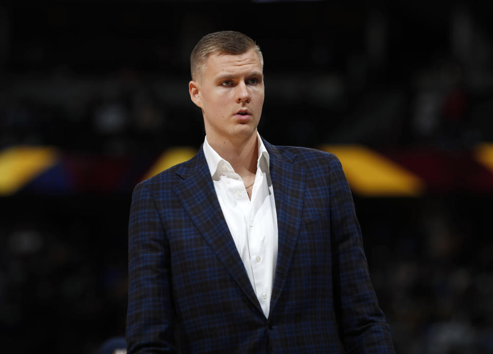 Kristaps Porzingis did not travel with the Mavericks on their current road trip. (AP)