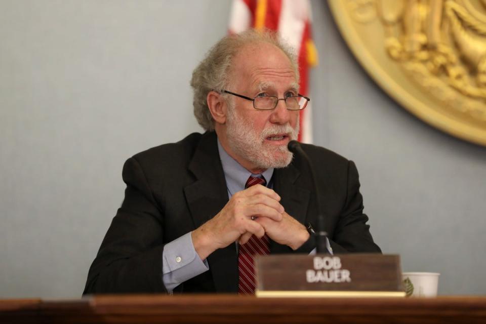 Bob Bauer, co-chair of the Election Official Legal Defense Network, speaks during a media briefing on growing threats to election professionals in Wisconsin Monday. Bauer previously served as White House Counsel to President Barack Obama and co-chair of the Presidential Commission on Election Administration.