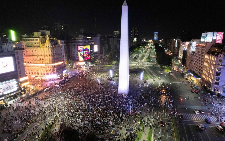 Argentina election crowd celebrating