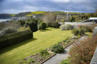 The 'Captain's Garden' at Britannia Royal Naval College in Dartmouth, Devon, which is the garden the Duke of Edinburgh first met the Queen whilst training as a young naval cadet, England, Monday, April 12, 2021. Britain's Prince Philip, the irascible and tough-minded husband of Queen Elizabeth II who spent more than seven decades supporting his wife in a role that mostly defined his life, died on Friday. (Ben Birchall/PA via AP)