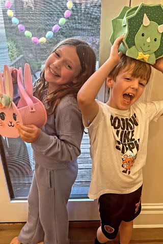 <p>Savannah Guthrie/Instagram</p> Vale and Charley pose with their Easter baskets