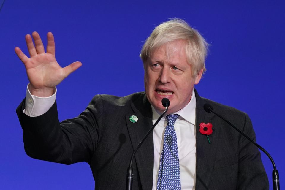 Boris Johnson speaks on Tuesday at the climate summit (Getty Images)