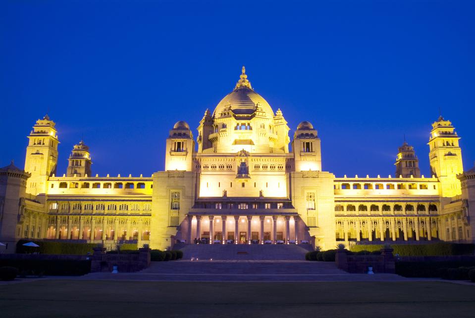 <h1 class="title">The facade of Umaid Bhawan palace. With 76 guest rooms,</h1><cite class="credit">Getty Images</cite>
