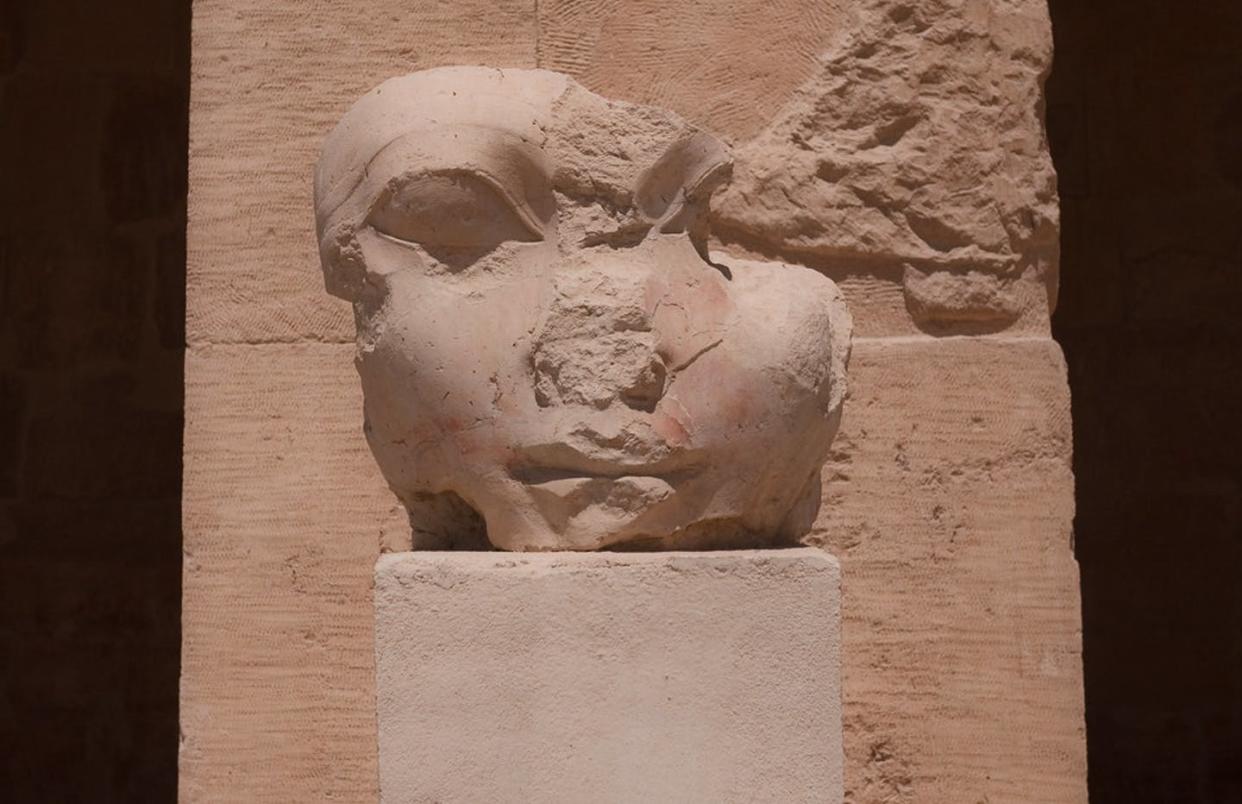 <span class="caption">Intentionally mutilated head of Egyptian Pharaoh Hatshepsut.</span> <span class="attribution"><a class="link " href="https://search.creativecommons.org/photos/8a9b0fee-058c-4bc5-a656-0c7db5c47383" rel="nofollow noopener" target="_blank" data-ylk="slk:Elizabeth Ellis;elm:context_link;itc:0;sec:content-canvas">Elizabeth Ellis</a>, <a class="link " href="http://creativecommons.org/licenses/by-sa/4.0/" rel="nofollow noopener" target="_blank" data-ylk="slk:CC BY-SA;elm:context_link;itc:0;sec:content-canvas">CC BY-SA</a></span>