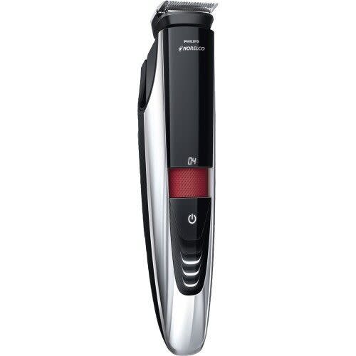 Philips Norelco Laser Guided Beard Trimmer 9100 ($55) If James Bond had a beard, the 9100 would be his go-to. The sleekly-designed rechargeable trimmer boasts a futuristic red laser beam to guide you towards straight lines and precise angles. Another bonus is the option of 17 different trim lengths, without a lot of extra attachments. The dual-sided reversible trimmer features a 1 17/64" high-performance trimmer and a 5/8" precision trimmer for hard-to-reach areas around nose and mouth. Verdict: “A high-tech laser trimmer that gives you a really precise trim.” (Photo: Philips)