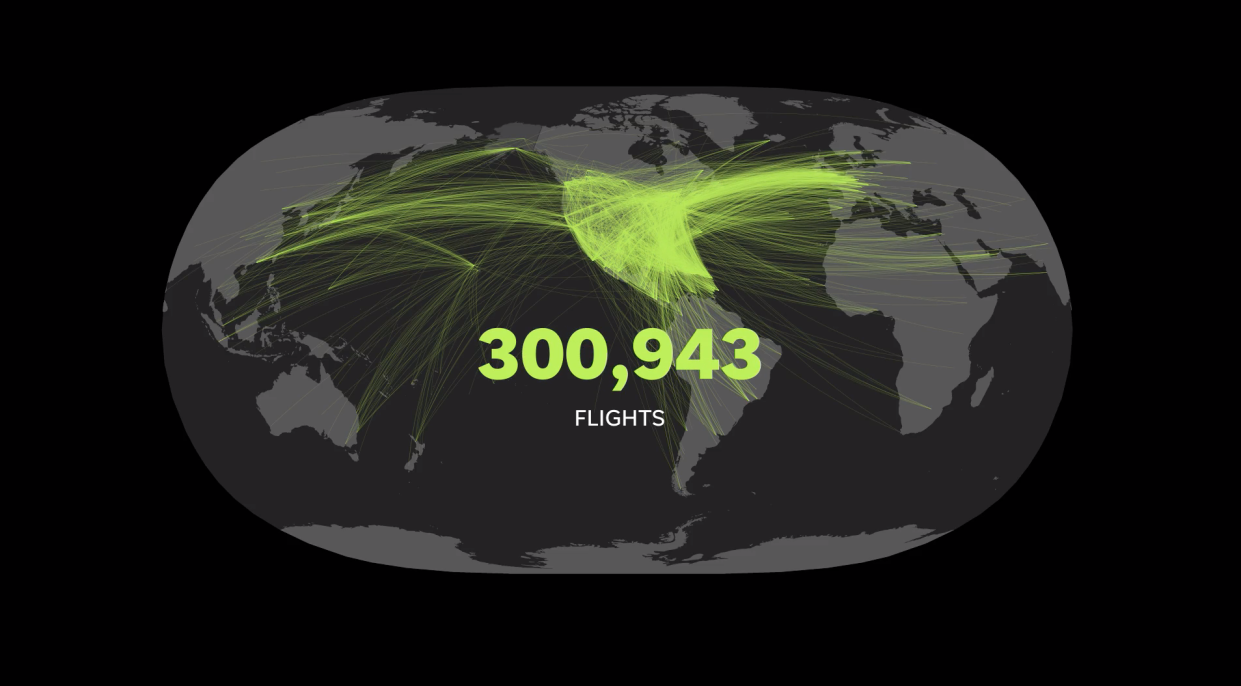 Over 300,000 international flights arrived in the U.S. from Jan. 1 through April 30, 2020.