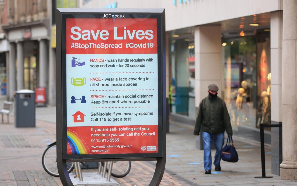 A Nottingham City Council coronavirus information sign - Mike Egerton/PA Wire