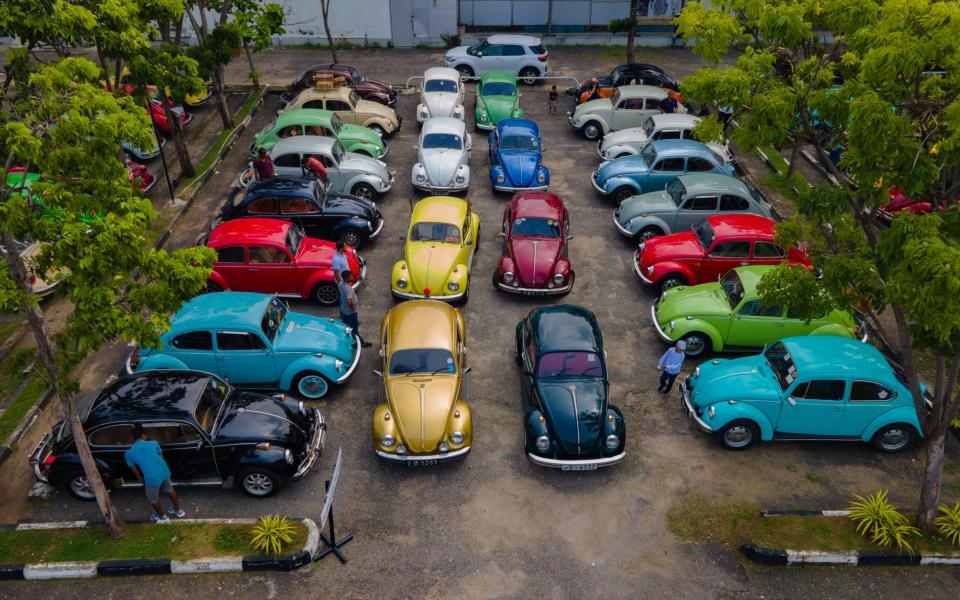 Going strong: the Volkswagen Beetle Owners Club gathers in Colombo, Sri Lanka, in 2022 - Thilina Kaluthotage/NurPhoto via Getty Images