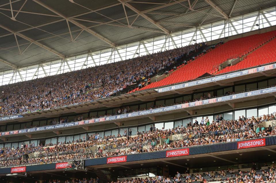 Britain Soccer Football - Hull City v Sheffield Wednesday - Sky Bet Football League Championship Play-Off Final - Wembley Stadium - 28/5/16 Empty seats during the game Action Images via Reuters / Tony O'Brien Livepic EDITORIAL USE ONLY. No use with unauthorized audio, video, data, fixture lists, club/league logos or "live" services. Online in-match use limited to 45 images, no video emulation. No use in betting, games or single club/league/player publications. Please contact your account representative for further details.