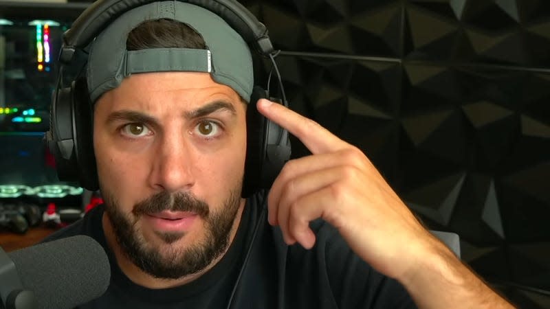 A screenshot from a Nickmercs stream shows him on camera.