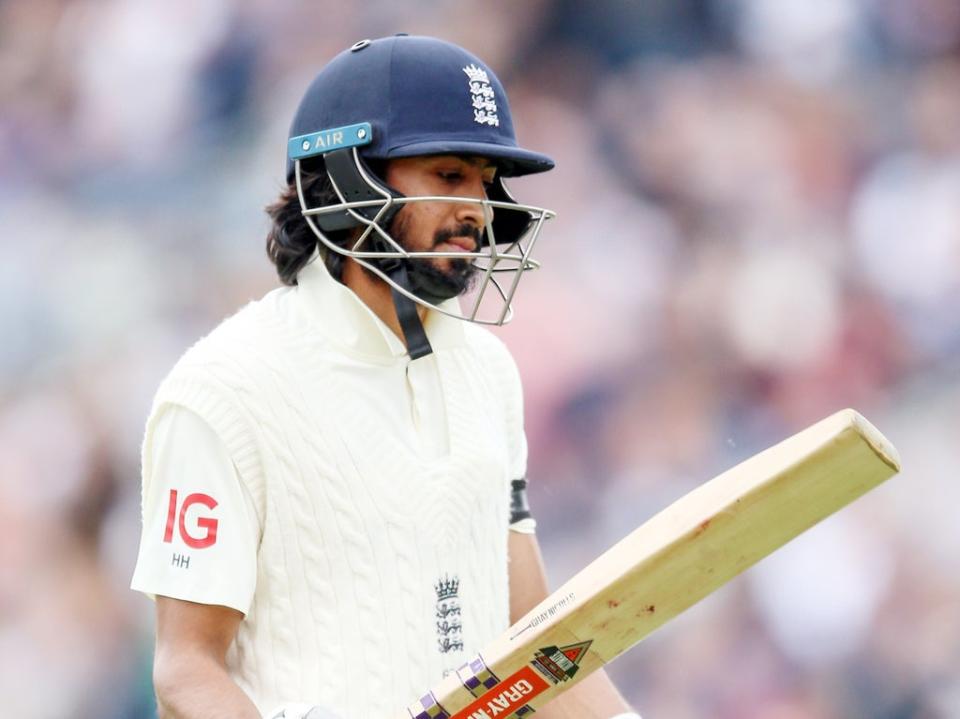 Haseeb Hameed reacts after his dismissal (Nigel French/PA) (PA Wire)