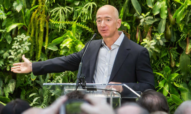 Jeff Bezos at Amazon Spheres grand opening in Seattle. Photo by Seattle City Council via Wikimedia Commons.