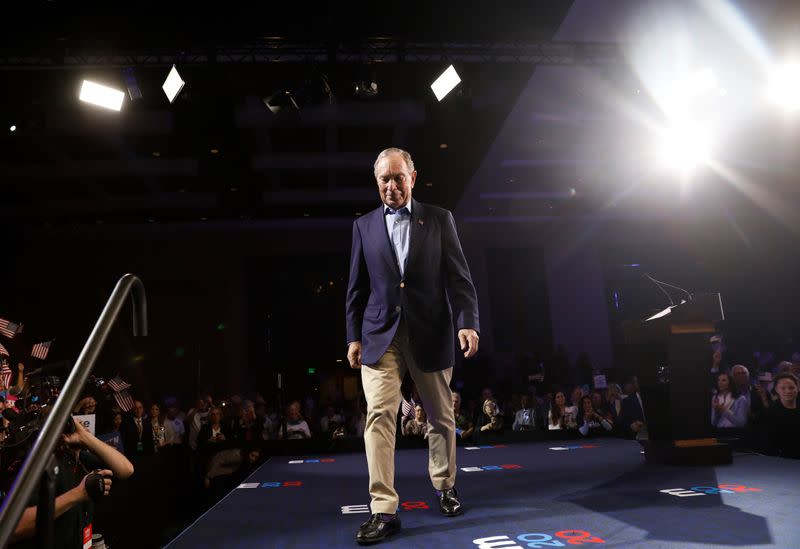 Democratic U.S. presidential candidate Michael Bloomberg appears at his Super Tuesday night rally in West Palm Beach