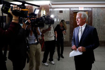 Sen. Bob Corker (R-TN) speaks with reporters after announcing his retirement at the conclusion of his term on Capitol Hill in Washington, U.S., September 26, 2017. REUTERS/Aaron P. Bernstein