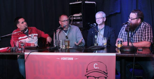 Reds beat writers C. Trent Rosecrans and John Fay join Cardinals reporter Derrick Goold and comedian Josh Sneed on the C Dot Show in 2014.