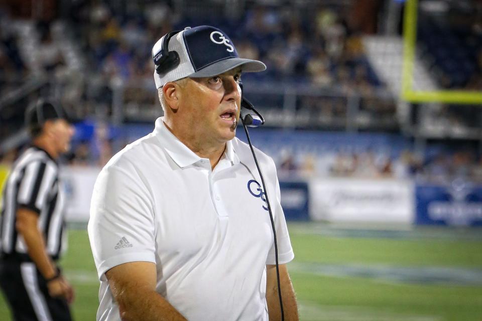 Clay Helton coached Georgia Southern its third win in four games as the Eagles defeated Ball State 34-23 in Paulson Stadium on Sept. 24.