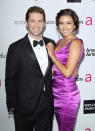 Matthew Morrison and his gal pal, Renee Puente, flashed their pearly whites for photographers before heading into Elton's swanky shindig.