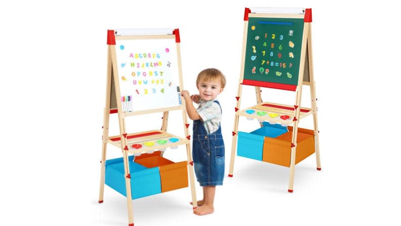 Credit:                      Fixget                                             This art easel is a full art center that folds away when done.