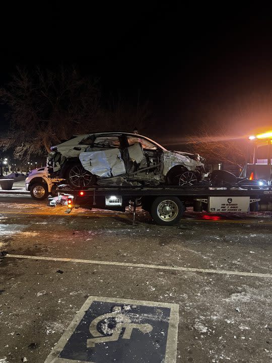 Scene outside Skirted Heifer after downtown car crash, Courtesy: Owner Kevin Megyeri