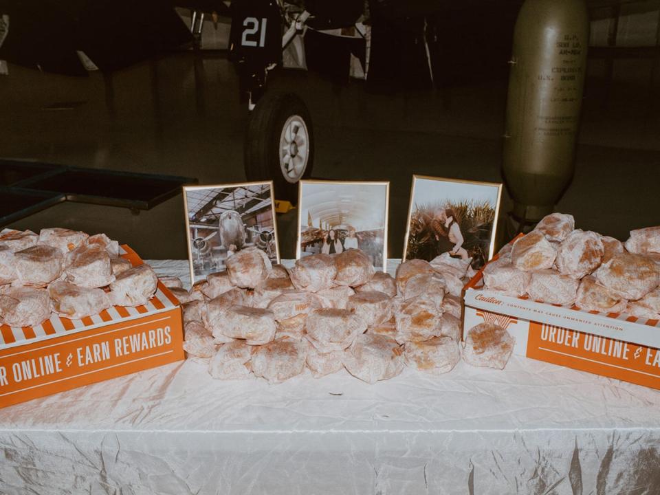 A table full of Whataburger food.