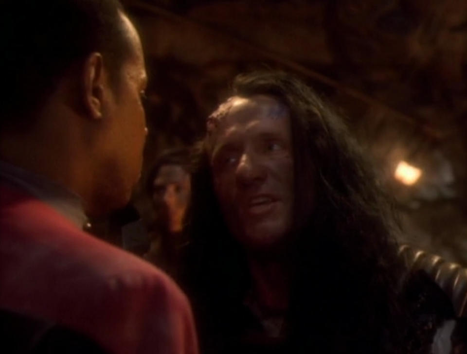 <p>Better call Golin Shel-la. Amongst the copious guest appearances on Banks’s extensive pre-<em>Breaking Bad</em> TV resume is a freshman season <em>DS9 </em>episode where he played the leader of an alien race locked in eternal warfare with another faction.<br><br>(Photo: CBS) </p>