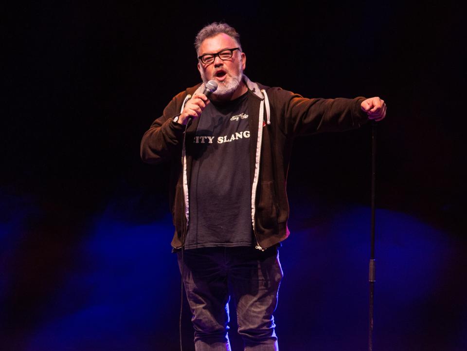 ‘Comin’ over here’: Stewart Lee’s anti-xenophobic routine has been used as part of a recent protest singleRex Features